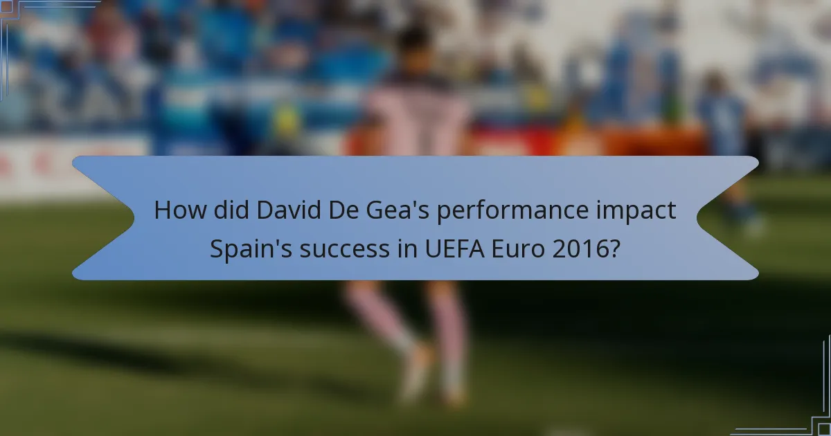 How did David De Gea's performance impact Spain's success in UEFA Euro 2016?